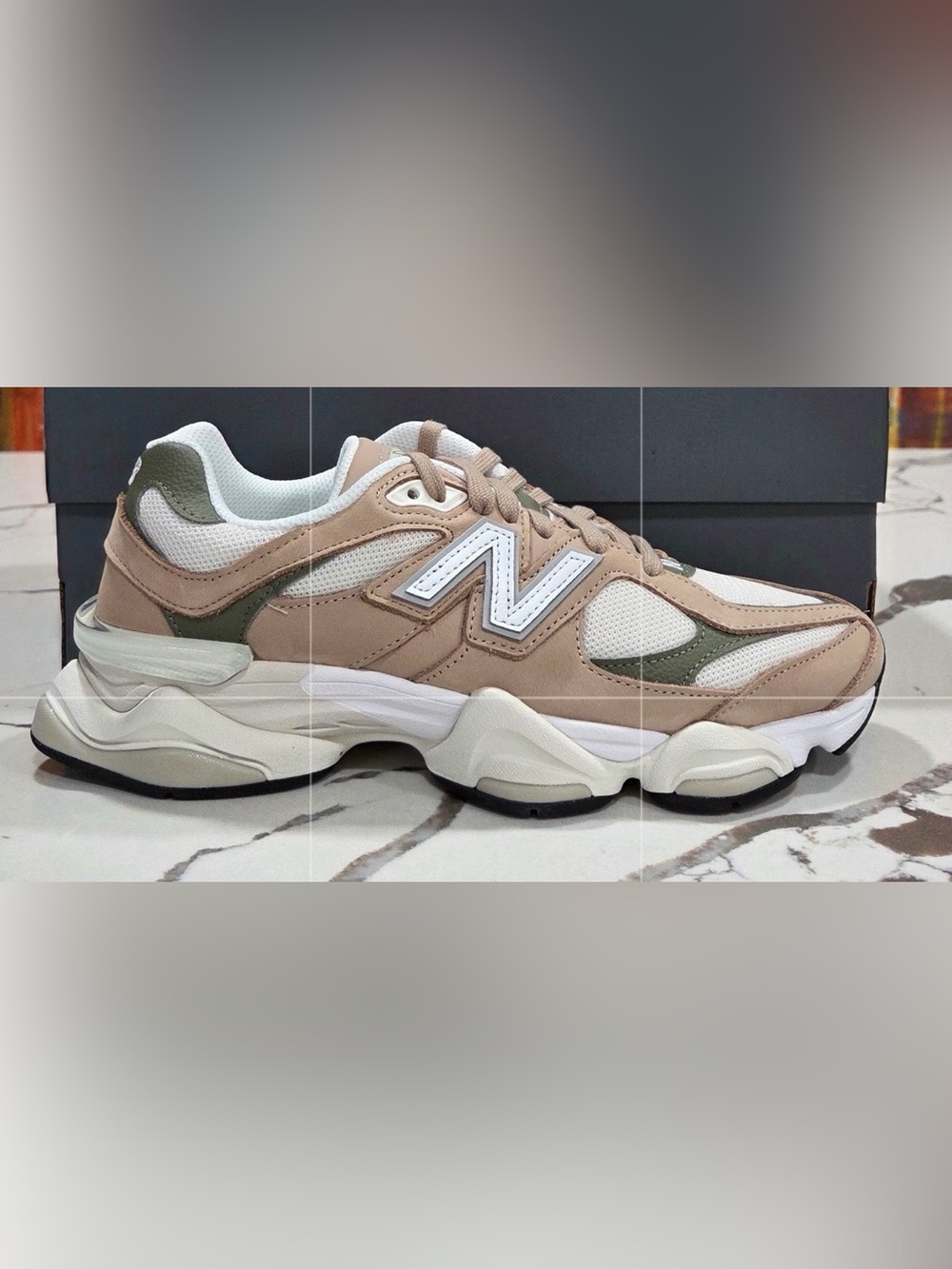 New Balance 9060 Beige/White/Olive Athletic Sneakers Men's 10.5
